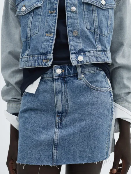 MANGO Fustă OLIVIA denim / deschis albastru
