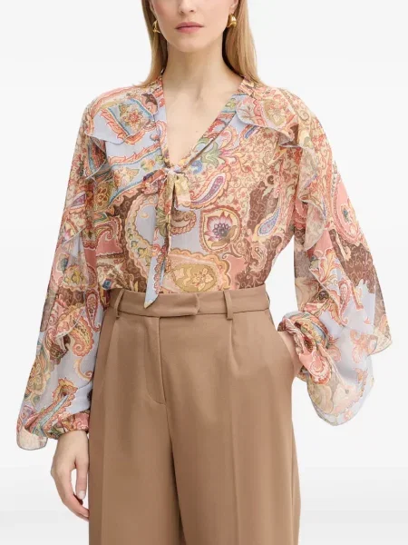 Bluză Guess cu imagine cu model paisley portocaliu