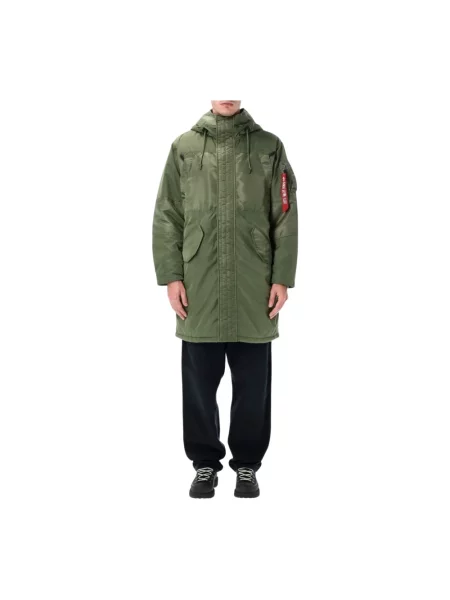 Lniana parka Alpha Industries zielona