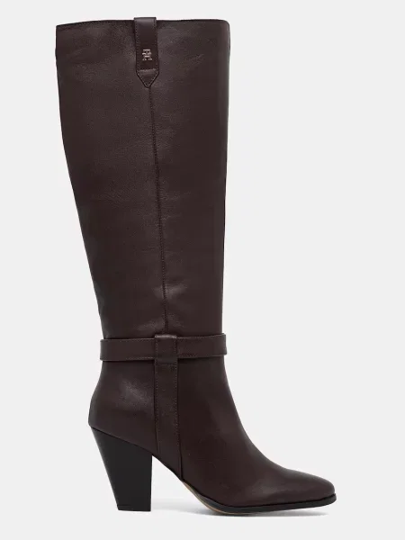 Tommy Hilfiger ghete de piele TH T-STRAP LTHR POINTY LONG BOOT maro