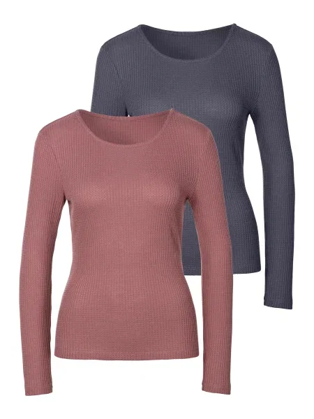 LASCANA Tricou Pique mov zmeură / marin albastru