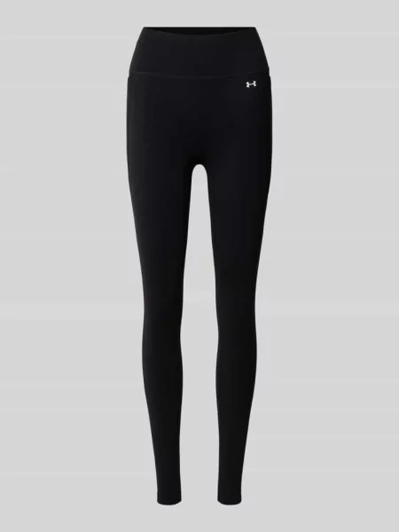 Legginsy sportowe o kroju slim fit z nadrukiem z logo Under Armour czarne