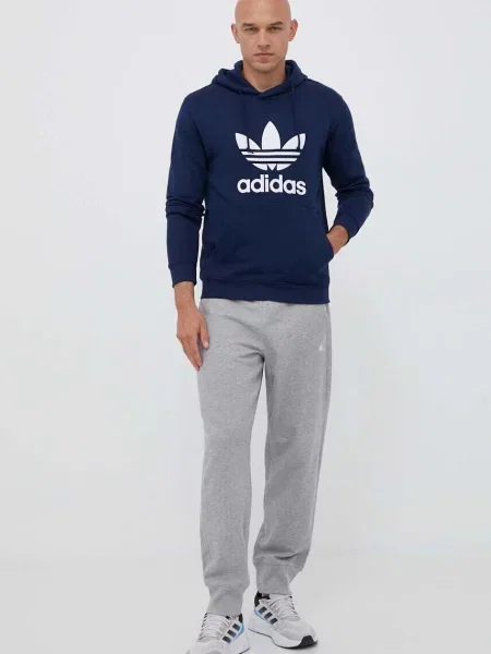 Adidas Originals bluza granatowy z kapturem z nadrukiem