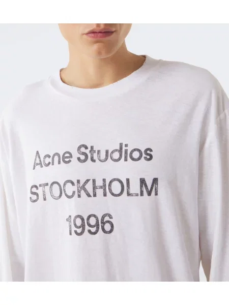 Tricou Acne Studios din jerseu cu autograf alb