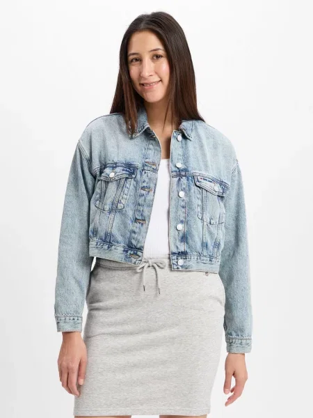 Tommy Jeans kurtka jeansowa przejściowa oversize niebieski