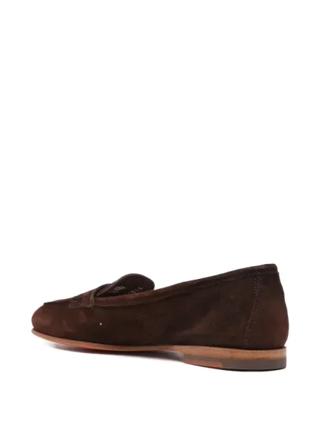 Pantofi loafer Santoni din piele de căprioară maro