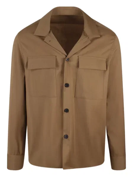 Вълнена риза Low Brand кафяво