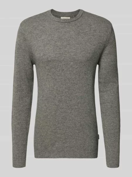 Sweter z dzianiny z prążkowanymi wykończeniami model ‘BRANKO’ Blend
