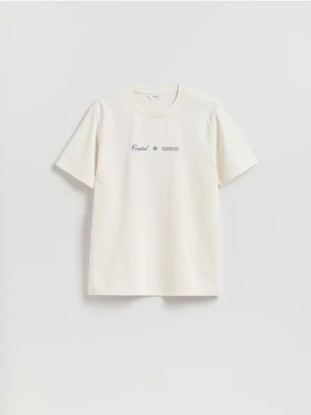 Reserved Tricou regular fit din structurat crem