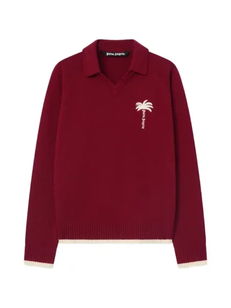 Pulover Palm Angels cu decolteu în V roșu