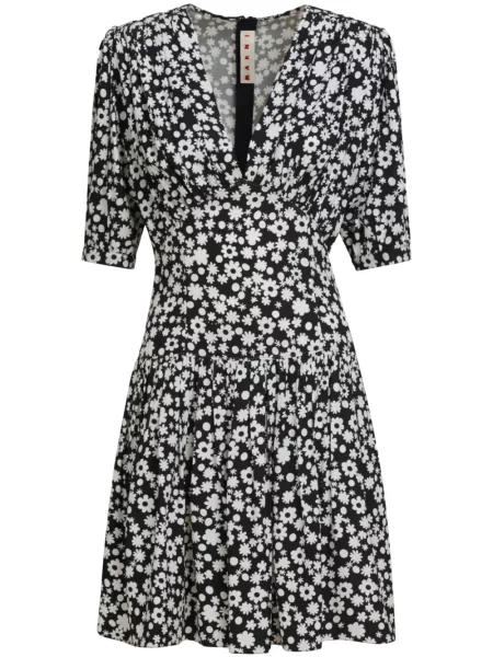 Rochie mini Marni cu model floral cu imagine de costum negru