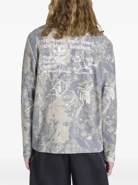 Grafický plátěné tričko Adidas s kulatým výstřihem šedé