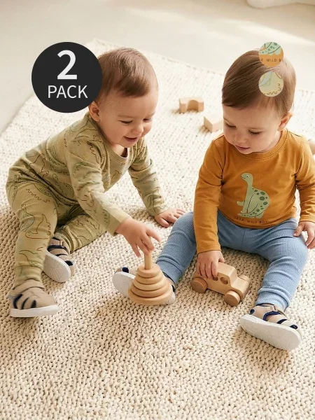 Sinsay trička s potiskem dinosaurů 2 pack oranžová