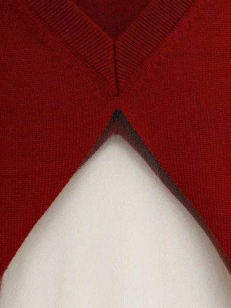 Sweter Duran Lantink z dekoltem w serek czerwony