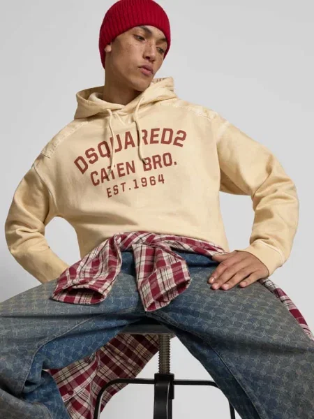 Bluza z kapturem Dsquared2 beżowa