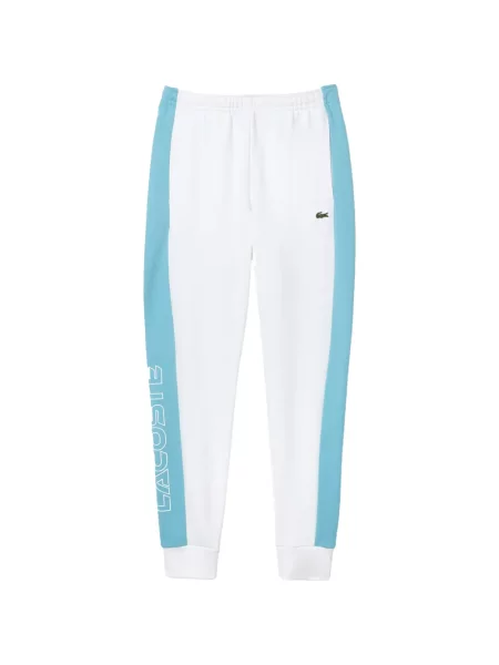 Pantaloni Lacoste cu broderie alergare alb