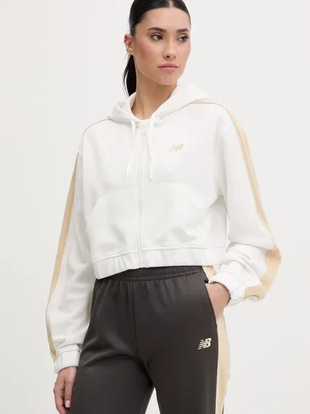 New Balance bluza rozpinana z kapturem Interlock Full Zip beżowa