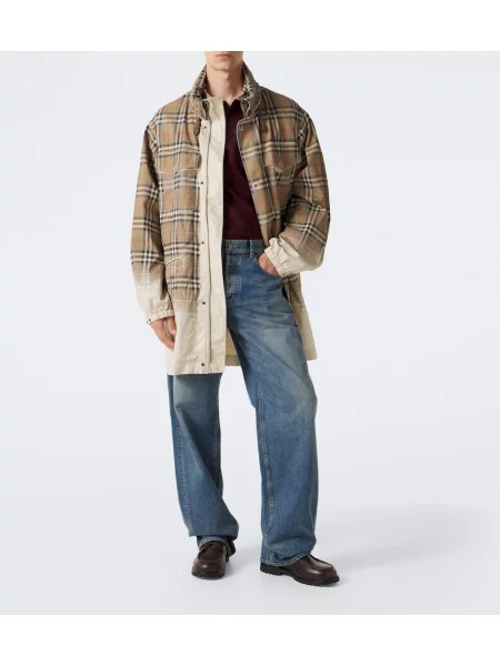 Geacă parka Burberry în carouri bej