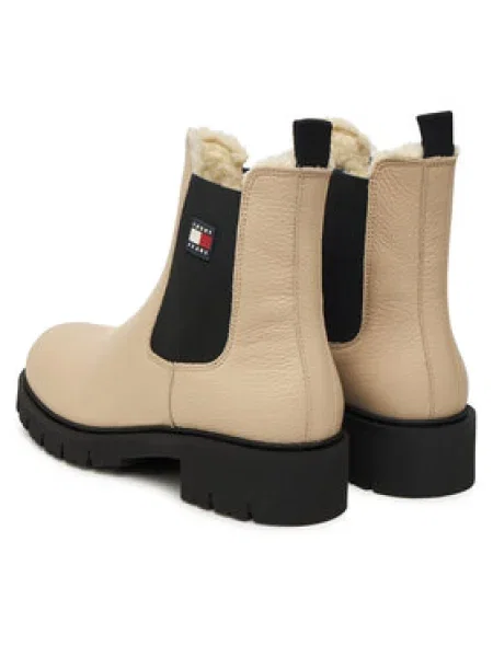 Tommy Jeans Členková obuv s elastickým prvkom Tjw Chelsea Boot Wl Écru