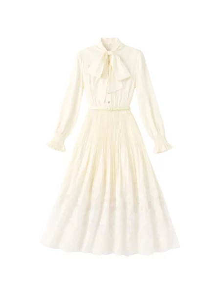 Плисирана миди рокля Self-portrait с панделка до коляното