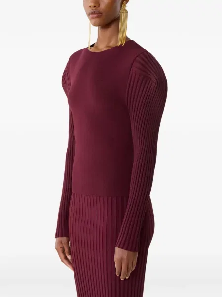 Pulover Lanvin cu volane lung roșu