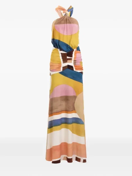 Rochie maxi Silvia Tcherassi cu imagine cu imprimeu abstract de costum galben