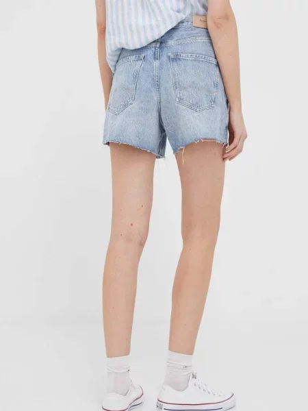 Džínové šortky Pepe Jeans RACHEL hladké high waist modré