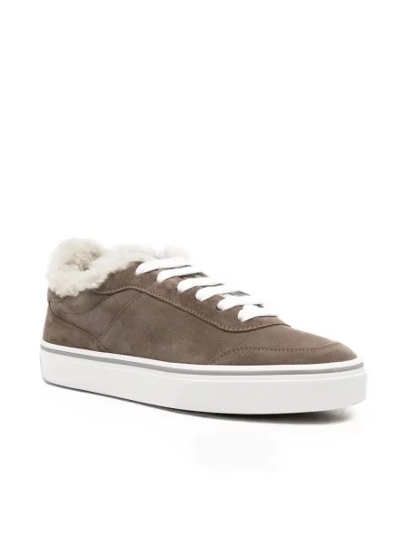 Sneakerși Brunello Cucinelli din piele de căprioară maro