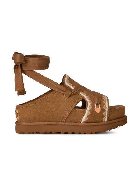 Sandali iz semiša UGG W Goldenstar Hi Artistitch rjava