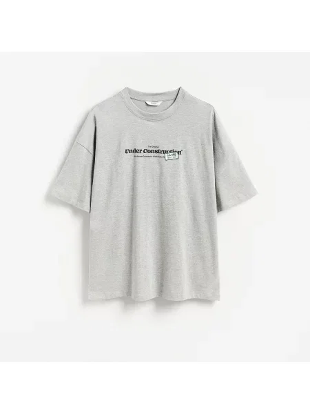 Reserved Oversized póló mintával világos szürke