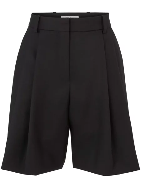 Pantaloni scurți Nina Ricci de lână plisate negru