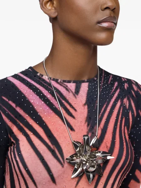 Pandantiv Rabanne cu model floral argintiu