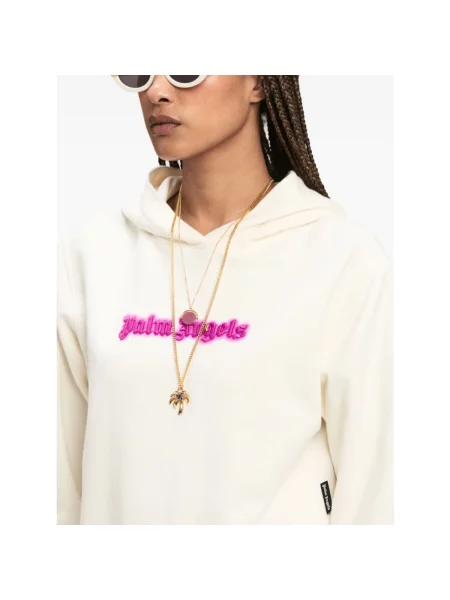 Bluza z kapturem Palm Angels z kapturem z logo biała