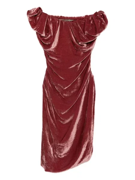 Aksamitna sukienka midi Vivienne Westwood do kolan garniturowa czerwona