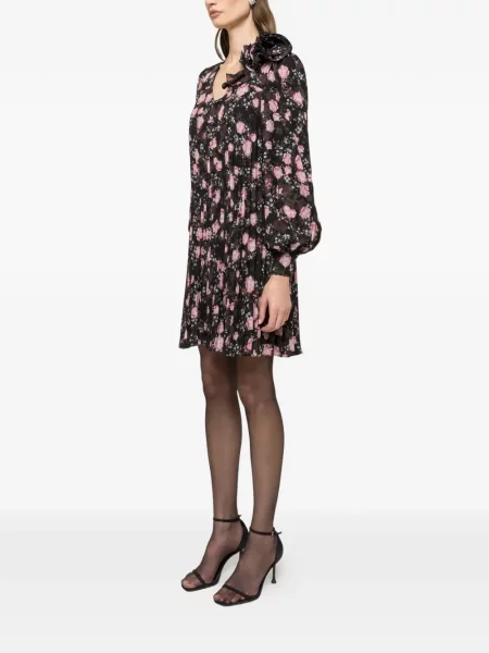 Rochie mini Nissa cu model floral cu imagine de costum negru