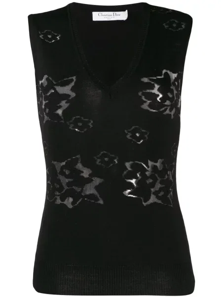 Květinová pletená vesta Christian Dior Pre-owned černá