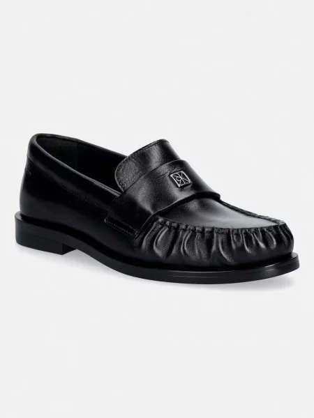 Calvin Klein loaferji usnjeni ROUND LOAFER LTH HDW črna