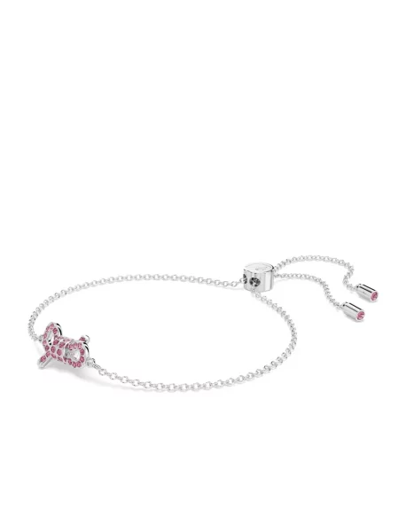 Bransoletka Swarovski z kokardką różowa