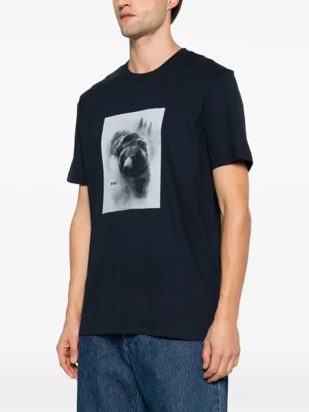 Tricou Boss cu imagine albastru