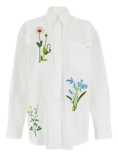 Cămașă Stella Mccartney cu broderie cu model floral alb