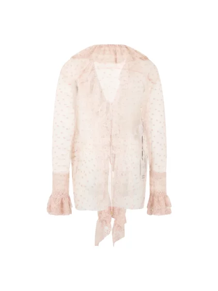 Bluzka Alberta Ferretti koronkowa różowa