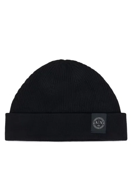 Armani Exchange czapka beanie z dodatkiem wełny czarna
