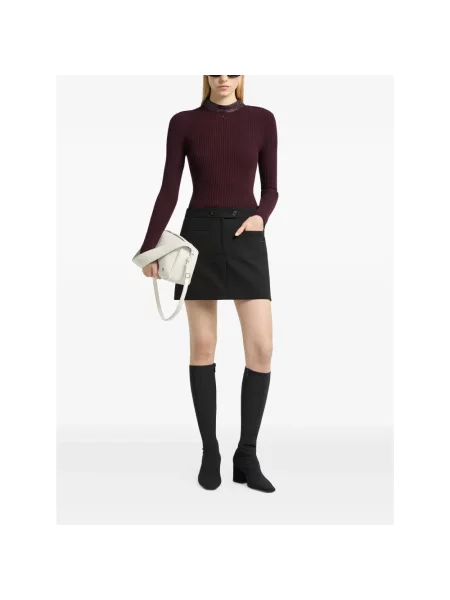 Dzianinowy sweter z golfem Courreges czerwony