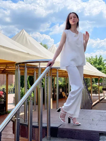 CAT ORANGE Штани палаццо Без підкладки білий