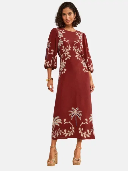 Love & roses Rochie deschis / albastru / maro ruginiu bej