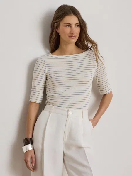 Lauren Ralph Lauren Majica kremna / svetlo modra bež