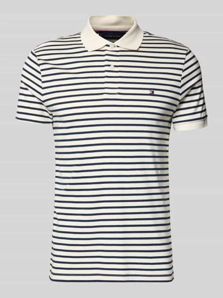Koszulka polo o kroju regular fit z czystej bawełny model ‘LIQUID COTTON’ Tommy Hilfiger granatowa