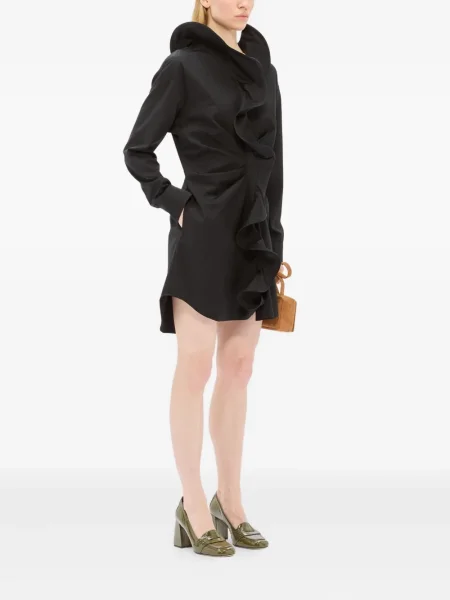 Rochie tip cămașă Msgm cu volane de costum negru