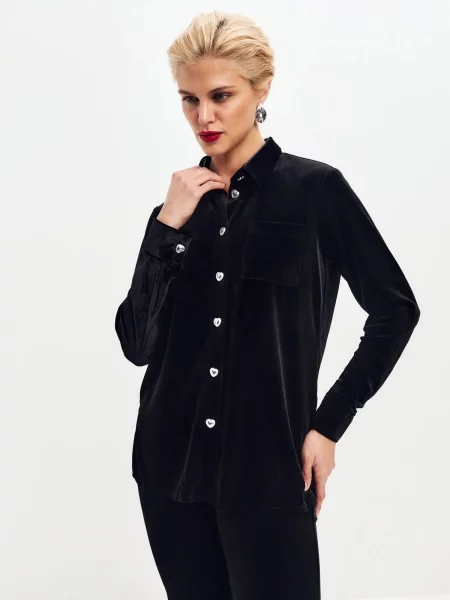 Serena Silueta Blúzka Velvet Shirt' čierna