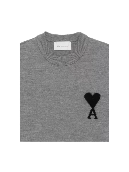 Sweter Ami Paris wełniany szary